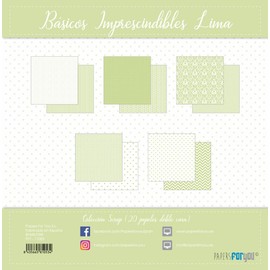 Papers For You - Scrapbooking and Craft Paper Kit | "Lime Essentials" Collection | Includes 20 Double Sided Papers with Different Designs | Size 8" x 8" (20.32 x 20.32 cm)