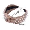 YISSION Pearl Knotted Headband for Women Non Slip Leather Beaded