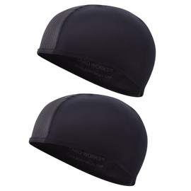 TARO WORKS Helmet Inner Cap, Sweat Absorbent, Quick Drying, Beanie, Skull Cap, No Logo, 2 Pieces, No black logo (2 pieces)
