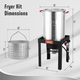 Feasto 30QT Turkey Fryer, Aluminum Deep Fryer & Seafood Crawfish Boiler Steamer with Basket, CSA Certified 50,000BTU Propane for Outdoor Cooking