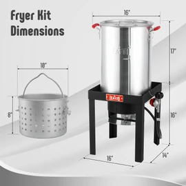 Feasto 30QT Turkey Fryer, Aluminum Deep Fryer & Seafood Crawfish Boiler Steamer with Basket, CSA Certified 50,000BTU Propane for Outdoor Cooking