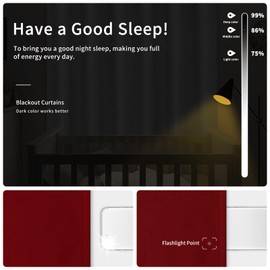 Easy-Going Blackout Curtains for Bedroom, Solid Thermal Insulated Grommet and Noise Reduction Window Drapes, Room Darkening Curtains for Living Room, 2 Panels (42x45 in, Christmas Red)