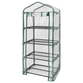 Miracle-GRO 23" x 17" x 57" All-Season 4-Tier Mini Grow House Outdoor or Backyard Easy Assembly Portable Greenhouse, Translucent