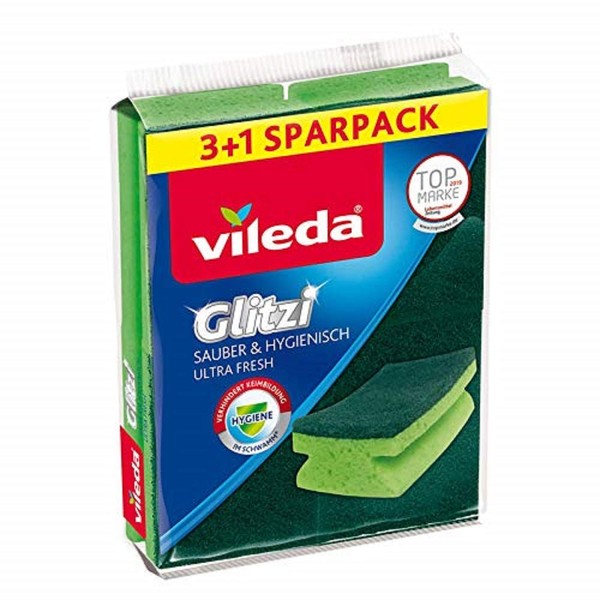 Vileda Glitzi Clean & Hygienic Cleaning Sponge, Pack of 4