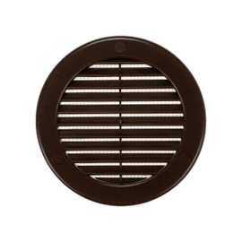 Vent Systems 4” Brown Plastic Air Vent Cover – Circular Louvered Duct Register with Built-in Mesh Screen – Durable Ventilation Grille for HVAC Systems in Home, Office – Indoor and Outdoor