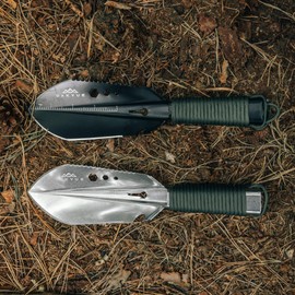 OAKVUE Backpacking Trowel – Lightweight Shovel for Camping, Hiking, Backpacking, Gardening – Compact Survival Multitool with Carrying Sheath (Silver)