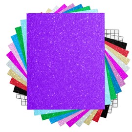 SHARE&CARE Glitter Vinyl Permanent Adhesive Sheets for Cricut (12"x10", 12 Packs) ,10pcs Shimmer Assorted Colors & 2 Transfer Tapes for Silhouette Cameo, Craft (Shimmer12)