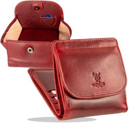 MATADOR Kleine Wiener Box Mini Purse Wallet Men's Small Leather Small Purse Women's with RFID Blocker Purse with Gift Packaging, red, Elegant