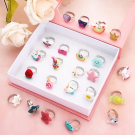 SOTOGO 36 Pieces Little Girl Rings Jewelry Rings Girl Pretend Play Rings and Dress up Rings, Little Girls Gift