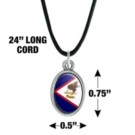 GRAPHICS & MORE American Samoa US Territory Flag Antiqued Oval Charm Pendant with Black Satin Cord