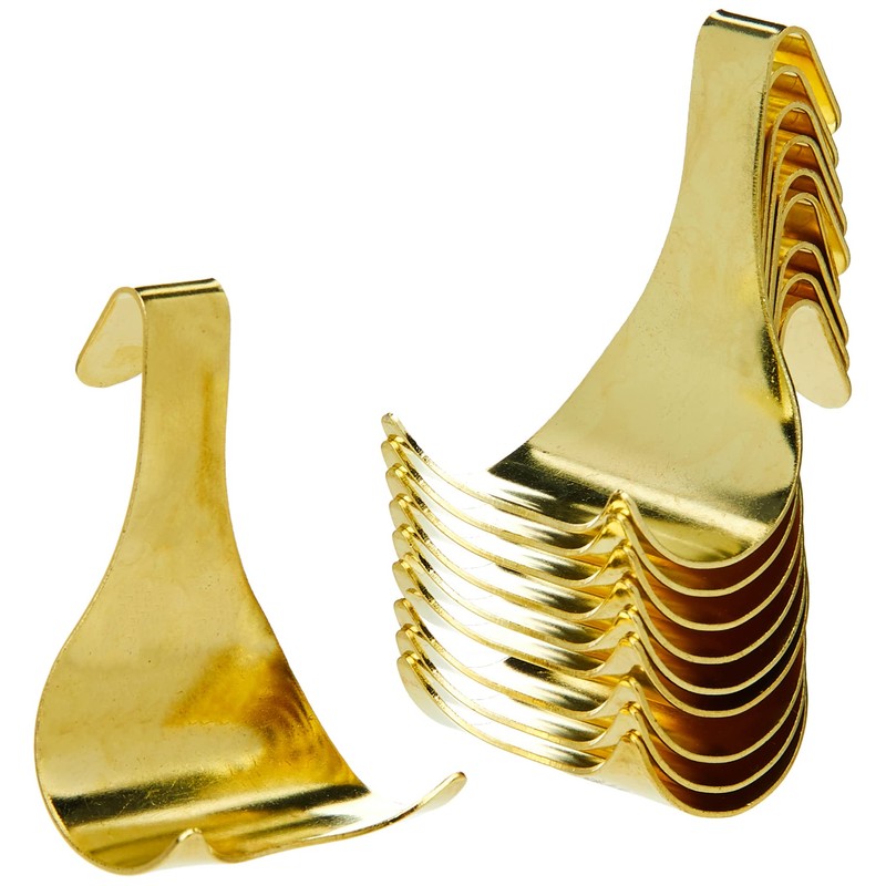 DURATOOL D01230 Brass Plated Picture Rail Hooks, 10 Pack, Yellow|brown