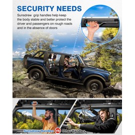 Sunsdrew Grab Handles for 2021-2024 Ford Bronco 2&4 Door ONLY Fit Front Seat Roll Bar Handgrip Handle, Upgraded Non-Slip Aluminum Grip Handles Bronco Interior Accessories (Not Fit Rear Seat)