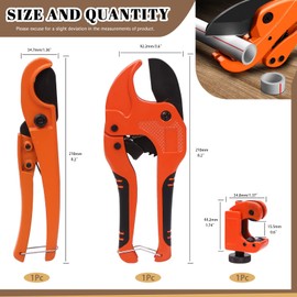 Wokape 3PCS PVC Pipe Cutters Kit, Including Ratchet-Type Pipe Cutters, Straight Cut Pipe Cutters and Mini Pipe Cutting Tools, One-Hand Fast Pipe Cutting Tool for Cutting PVC Plastic Hoses and Pipes