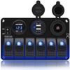 FXC Waterproof Marine Boat Rocker Switch Panel 6 Gang with