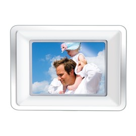 Coby DP772 7-Inch Widescreen Digital Photo Frame with MP3 Player,White/Black
