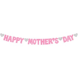 Mother's Day Banner,Mothers Day Decorations,Happy Mother's Day Bunting,Pink Bunting For Mum,Floral Banner Garland Mother's Day Party Decorations,For Mother's Day Party Decor Supplies