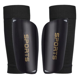 TRADERPLUS Soccer Shin Guards with Sleeves Protective Soccer Equipment EVA Cushion for Men Women for Football Match (Black)