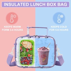 VASCHY Lunch Bag for Girls, Insulated Lightweight Lunch Box Bag for Toddler Girls to School Daycare Kindergarten Children with Detachable Shoulder Strap (Cat)