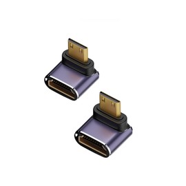 HDMI Right Angle Converter Adapter, YFFSFDC Mini HDMI Male to HDMI Female L Shape HDMI Extension Adapter 8K HDMI Mini HDMI 2.1 Converter Adapter Supports 8K@60Hz, 4K@144Hz, 2K@240Hz, HDR, Gold Plated