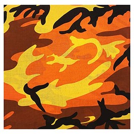 ARMYU Camo Bandana Camouflage Head Wrap Do-Rag 100% Cotton Bandanna Face Cover (Orange Camouflage - 22")
