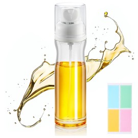 Öl Sprayer Flasche 200 ml Ölsprüher für Speiseöl Sprühflasche Öl Glas Ölspray zum Kochen von Luftfritteuse, Ölspenderflasche mit Trichtern und Aufklebern