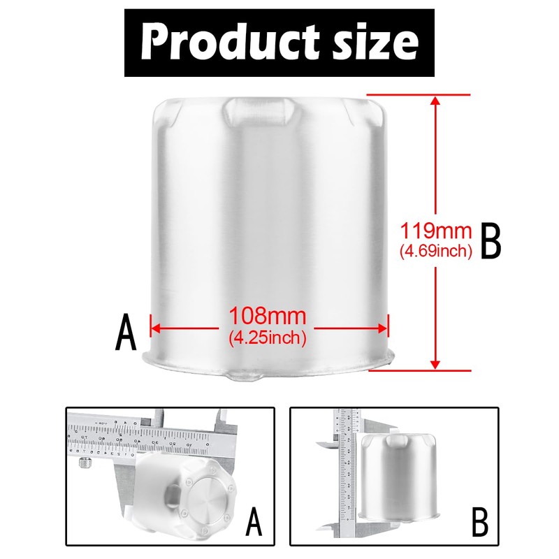 Rheedal 4Pcs 4.25inch Brushed Aluminum Trailer Wheel Center Cap Push
