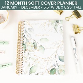 bloom daily planners UNDATED Calendar Year Day Planner - Passion/Goal Organizer - Monthly/Weekly Agenda Book with Tabs (January to December) - 5.5" x 8.25" - Eucalyptus