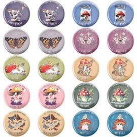Inbagi 200 Pcs Pronoun Badges Pins Gender Identity Pins Frog Mushroom Butterfly She Her He Him They Them Button Multiple Colors Round Pronoun back Button for Shirts Clothes, 1 Inch