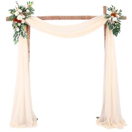 Vnicstick Wedding Arch Draping Fabric, 1 Panel 28" x 19Ft Wedding Arch Drapes Sheer Backdrop Curtain for Wedding Ceremony Party Ceiling Decor (Champagne)