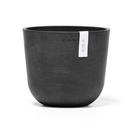 Ecopots Oslo Durable Indoor/Outdoor Modern Recycled Plastic Flower Pot Planter, Dark Grey, 10"