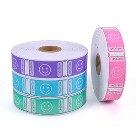 L Liked 4000 Assorted Raffle Tickets - Each 1x2 Inch, 1000 Tickets Per Roll, 4 Rolls - Pink, Green, Blue, Purple