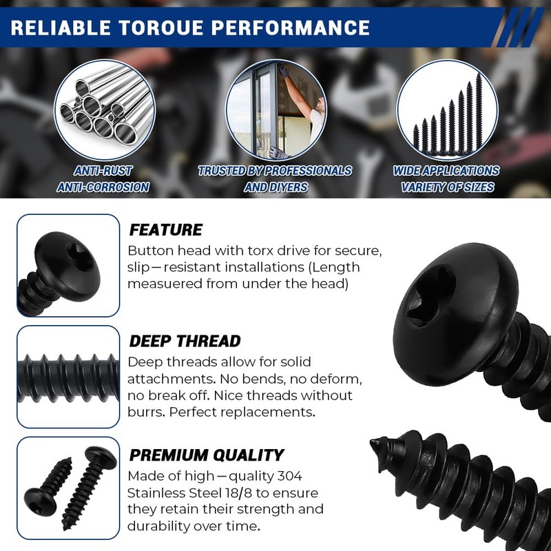 #14 x 3/4" Black Torx Pan Head Sheet Metal Screws