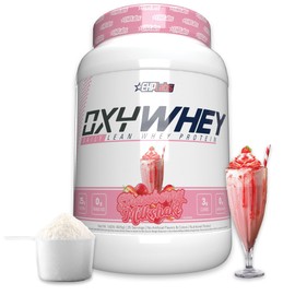 EHP Labs OxyWhey Whey Protein Isolate – 25g High Protein, Low Carb, Sugar Free Meal Replacement – Lean Whey Powder for Muscle Recovery – Non-GMO, Gluten Free – 25 Serves – Strawb. Milkshake