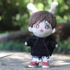 Sewning-Plush-Clothes-10cm Hoodie-Denim Pants-Doll (Black, 10cm)