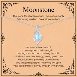 925 Sterling Silver Moonstone Necklace New Beginnings, Moonstone Pendant June Birthstone Necklace Jewelry for Women, Inspirational Birthday Graduation Gifts for Her, Best Friend Sister Daughter Gift