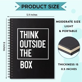 Sixrip Think Outside The Box 160 Blank Pages Spiral Notebook, Funny Notebook Gifts for Coworker, New Job Gifts for Employee, Diary Gifts for Student Office School, Entrepreneur Gifts for Men Women