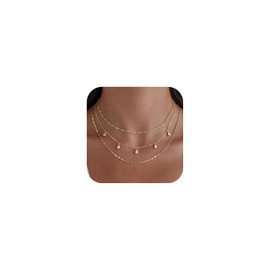 Fwlisesa Dainty Gold Necklace for Women, 14k Gold Plated Layered Necklaces Simple Cubic Zirconia Choker Necklaces for Women Trendy Formal Prom Necklace Fashion Gold Jewelry Sets for Women