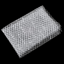 BENECREAT 1 Yards Birdcage Veil Netting Fabric, 16.7inch White Russian Millinery Netting Tulle Fabric Mesh Hat Veil with Clear Diamond for Wedding Decor, DIY Bridal Veil Dress
