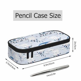 Xuwenz Polar Bear Pencil Bag Blue Whale Ocean Mountains Iceberg Snow Big Capacity Pencil Case Pencil Pouch Pen Bag for Teen Men Women