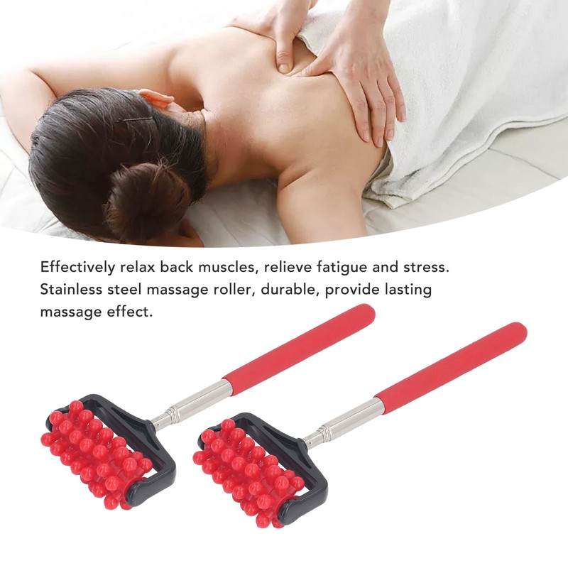 2pcs Telescopic Back Massage Roller Stainless Steel Rolling Back Massager
