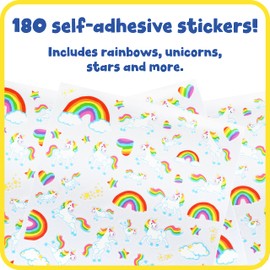 READY 2 LEARN Foam Stickers - Unicorns & Rainbows - Pack of 180 - Self-Adhesive Stickers for Kids - 3D Puffy Stickers for Laptops, Party Favors and Crafts
