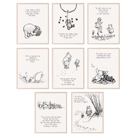 BigWig Prints Winnie the Pooh Wall Decor, Winnie the Pooh Nursery Decor, Winnie the Pooh Nursery, Winnie the Pooh Decor, Vintage Winnie the Pooh Baby Shower Decorations - Unframed Set of 8 (8x10)