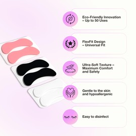 Curacoro Reusable Eye Pads, Silicone Under Eye Patches Lash Lift Cover Eyelash Extension | Soft Pads for Sensitive Skin during Eyelash Perm Lamination & Lash Extensions Remover (White, Style 2)