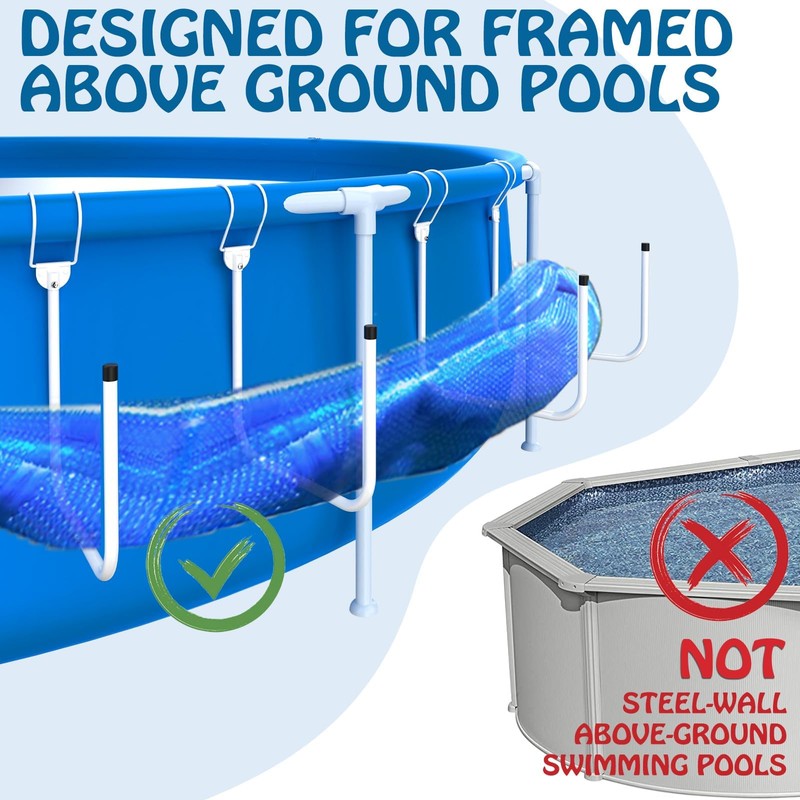 POEPRH 4 Pack Solar Pool Cover Holder, Adjustable Pool Storage
