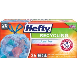 Hefty Recycling Large Trash/Garbage Bags (Blue, Drawstring, 30 Gallon, 36 Count)