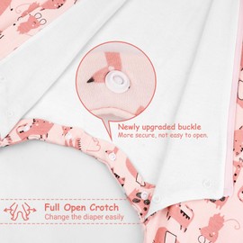 WYTbaby Sleep Sack 1.0 Tog with Feet, 100% Organic Cotton Sleeveless Baby Sleeping Bag, Pink Animal 80cm/2-3 Years