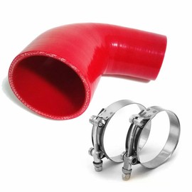 AotoKoop Universal High Performance 4-Ply 90 Degree Elbow Reducer Coupler Silicone Hose ID 2" to 3" (51mm to 76mm), Red
