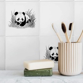 'Panda Cub in Long Grass' 108mm Square Ceramic Tile (TD00025457)
