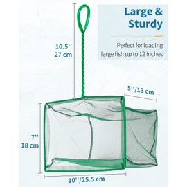 Pawfly 10 Inch Aquarium Fish Net with Braided Metal Handle Large Square Net with Soft Fine Mesh Sludge Food Residue Wastes Skimming Cleaning Net for Fish Tanks Small Koi Ponds and Pools, 2 Pack