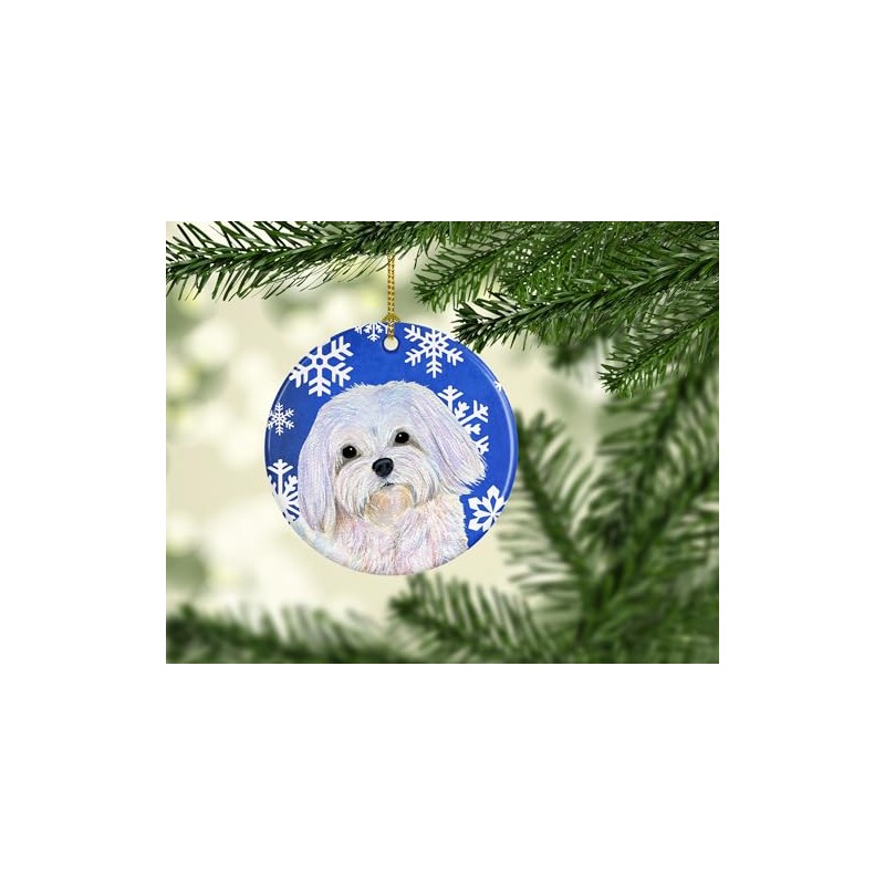Caroline's Treasures SS4620-CO1 Maltese Winter Snowflakes Holiday Christmas Ceramic Ornament,